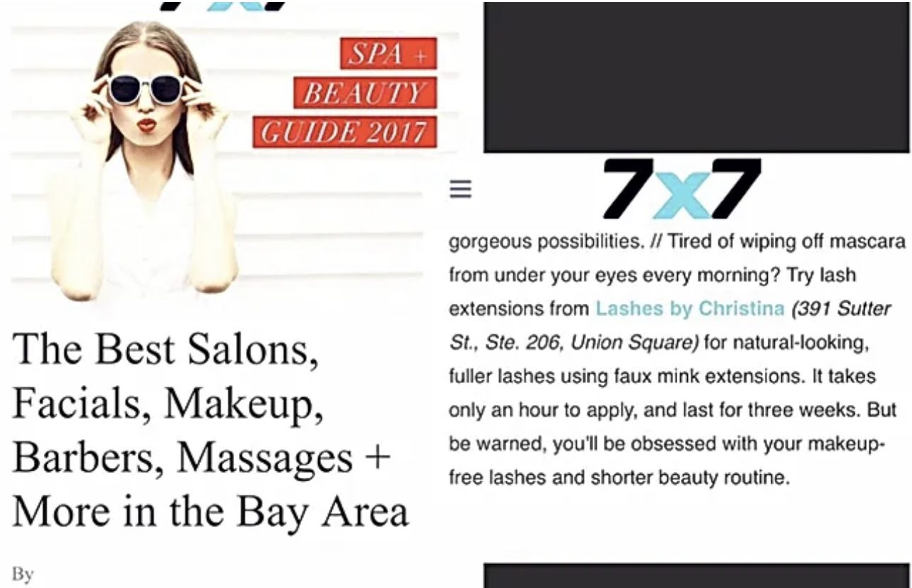 Lashes by Christina in 7x7's Spa + Beauty Guide